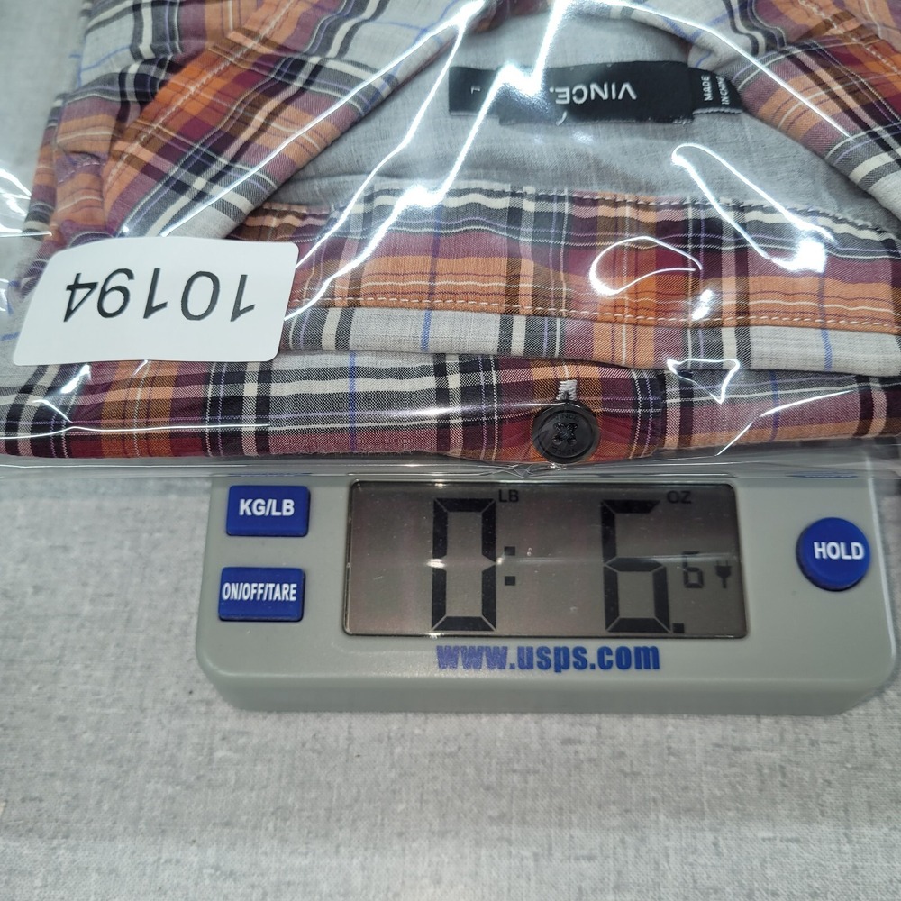 Vince Shirt Mens‎ L Orange Plaid Cotton Lightweight Long Sleeve Casual Office - Picture 11 of 11